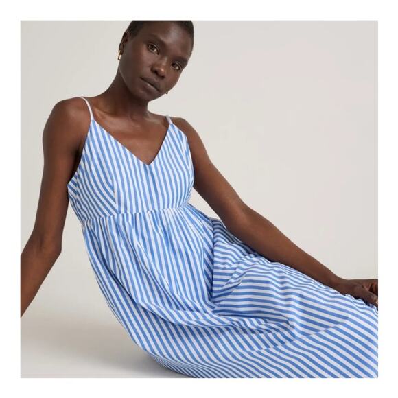 NEW Quince Maxi Dress Size XL Azure Stripe 100% Organic Cotton Sustainable - Picture 3 of 11